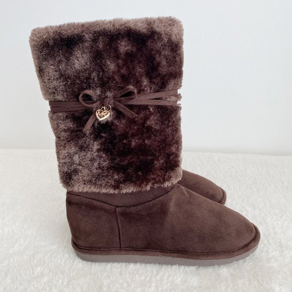 Michael Kors NWOT Women's Faux Fur Mid Calf Suede Boot, Side Zip, Brown, Size 5 - Picture 5 of 9